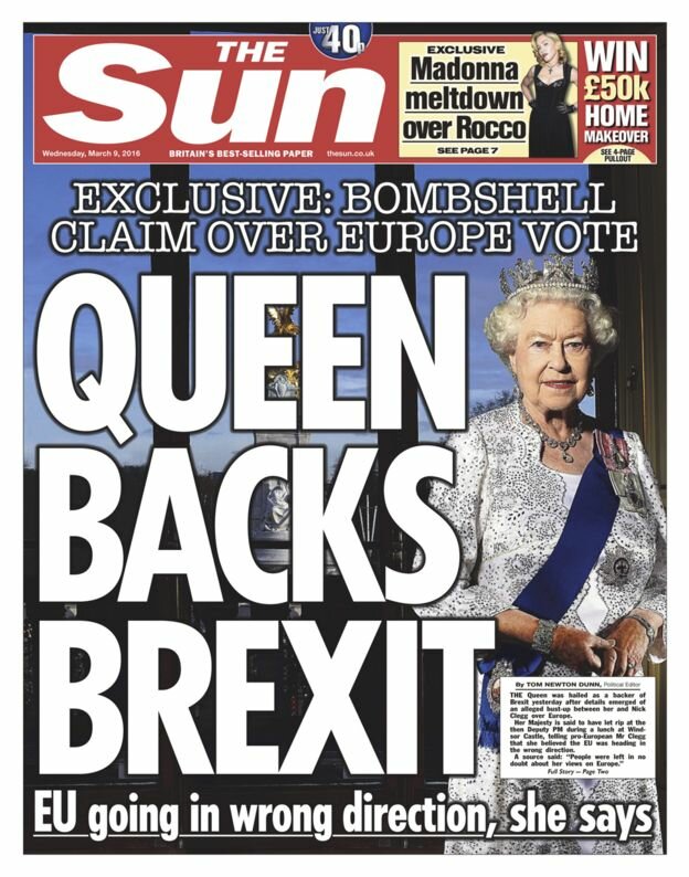Sun - Queen Backs Brexit